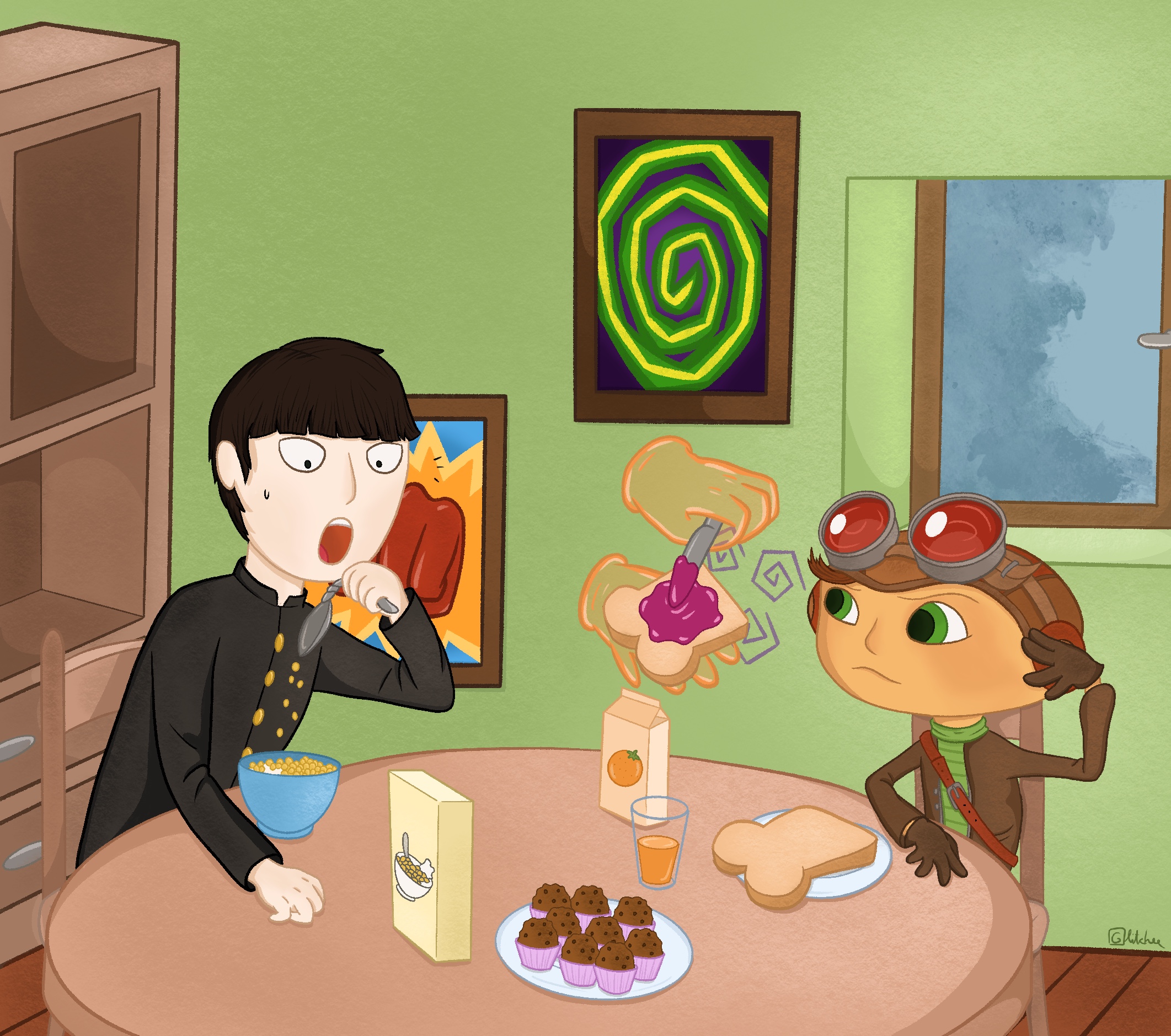 Mob et Raz prennent un petit déj