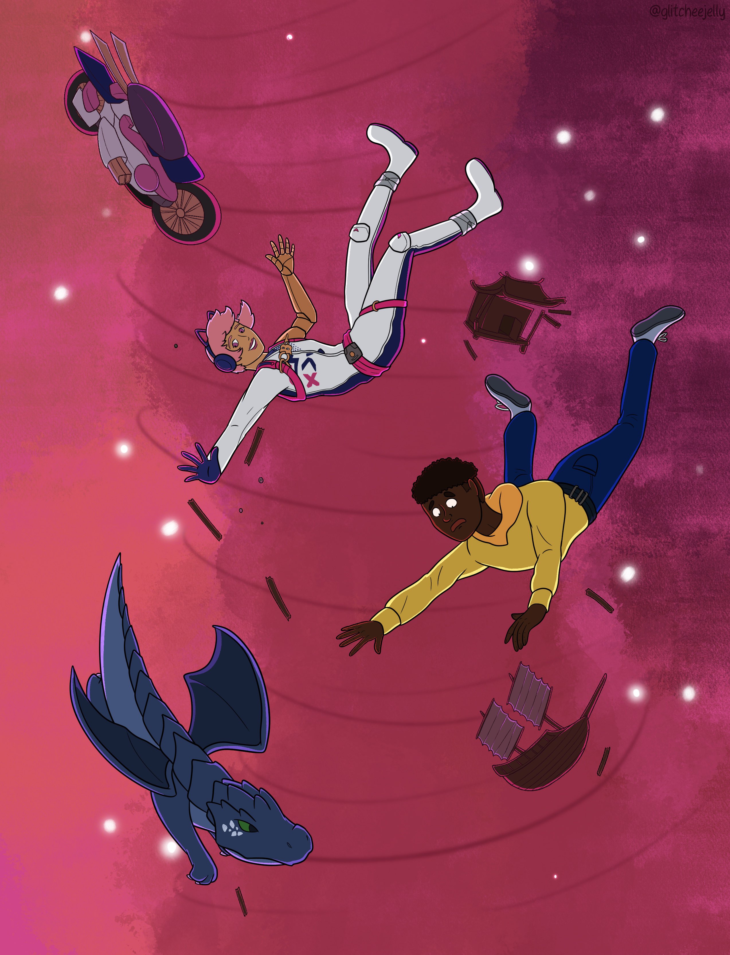 Sora, Arin et Riyu dans le chaos de la Fusion